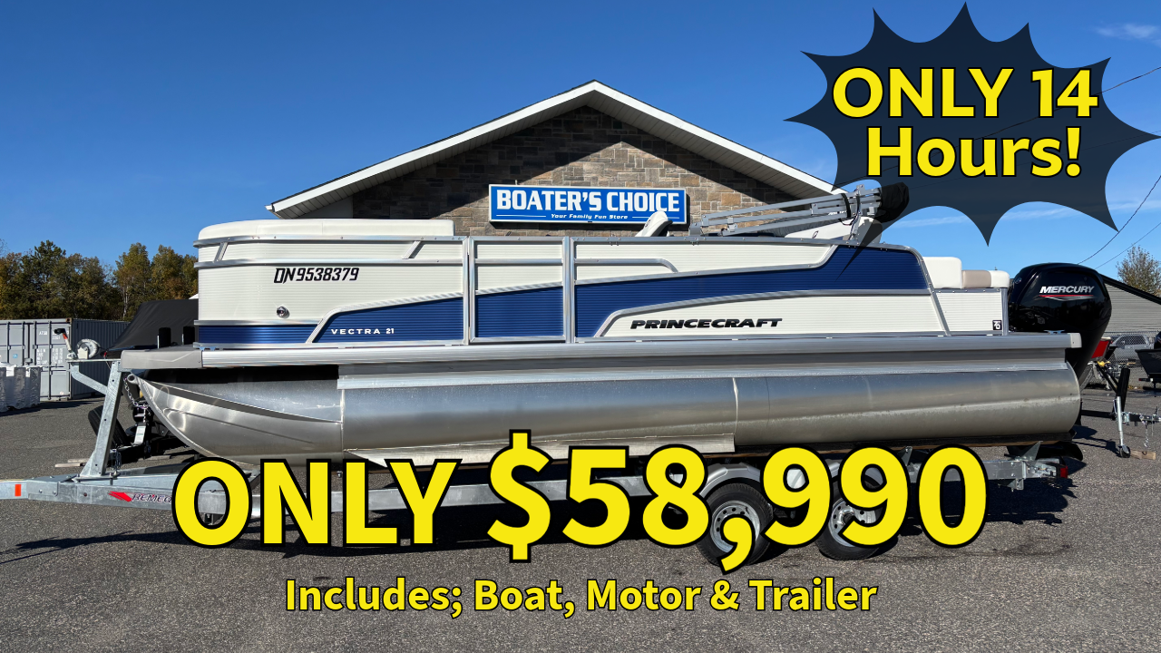 For Sale! “Used” 2024 Vectra 21RL Tri-Toon w/115 CT Pro XS & Tandem Trailer!