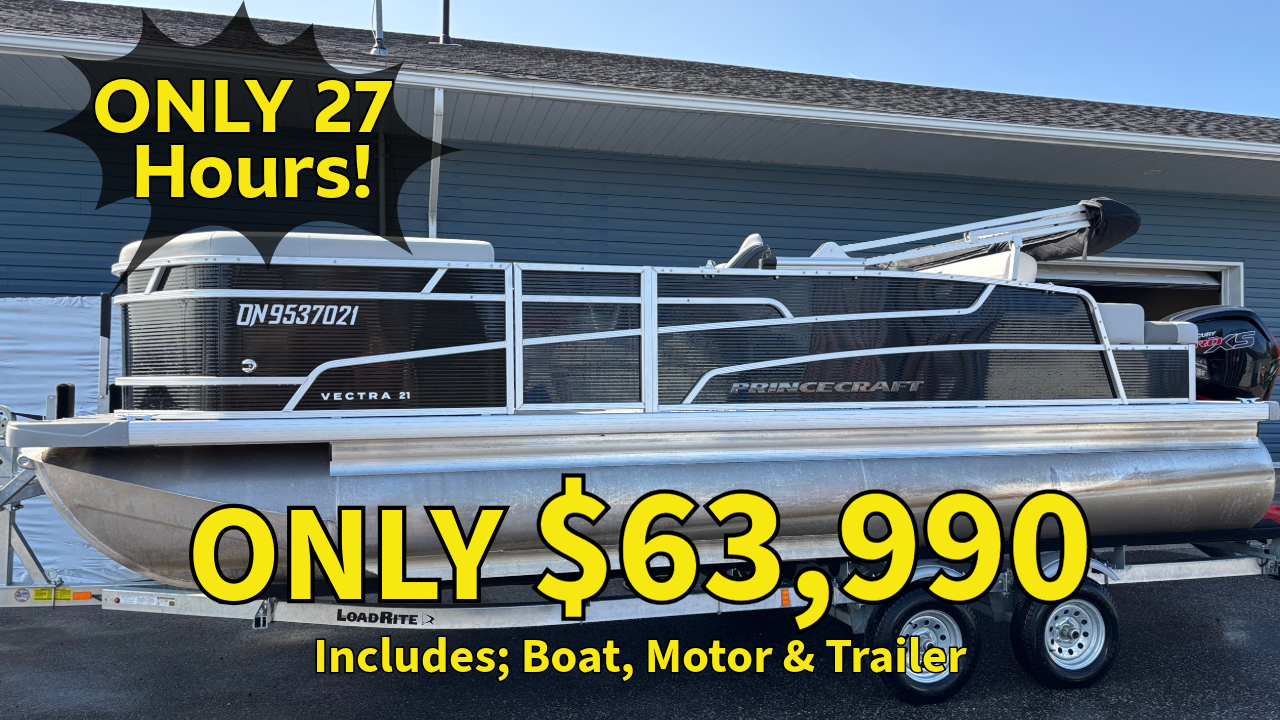 For Sale! “Used” 2025 Princecraft Vectra 21RL Tri-Toon w/115HP “Loaded”