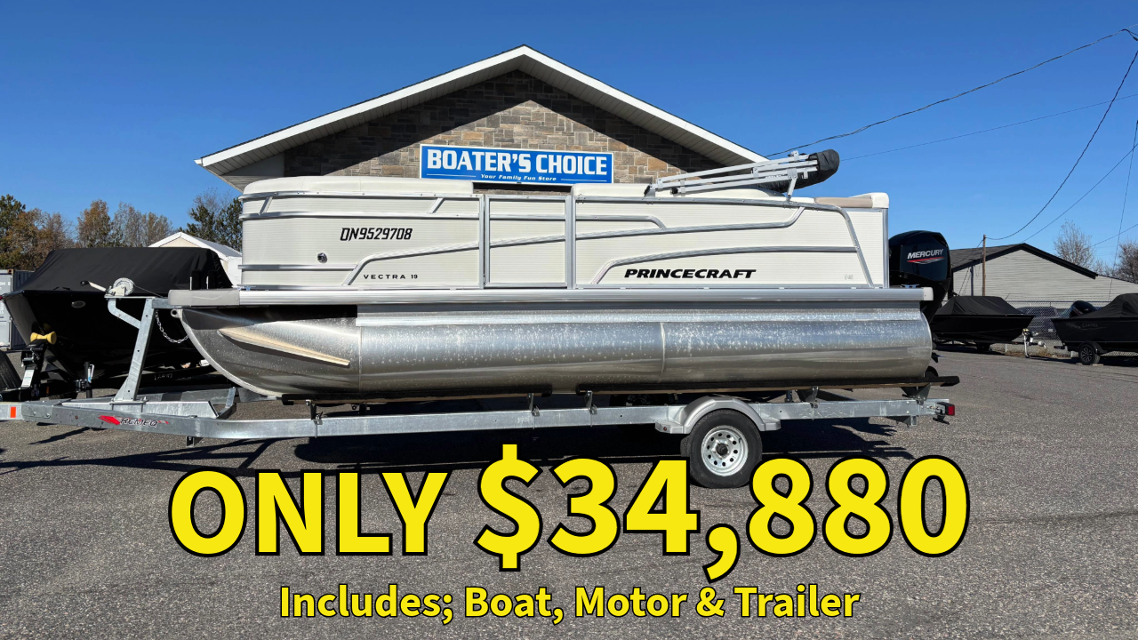 For Sale! “Used” 2025 Princecraft Vectra 19′ w/40HP & New Trailer!