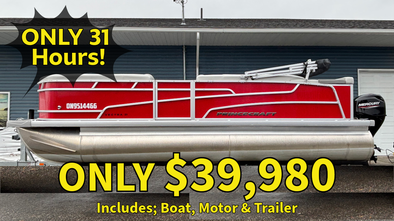 For Sale! “Used One Season” 2025 Princecraft Vectra 21′ L w/60HP & Trailer!
